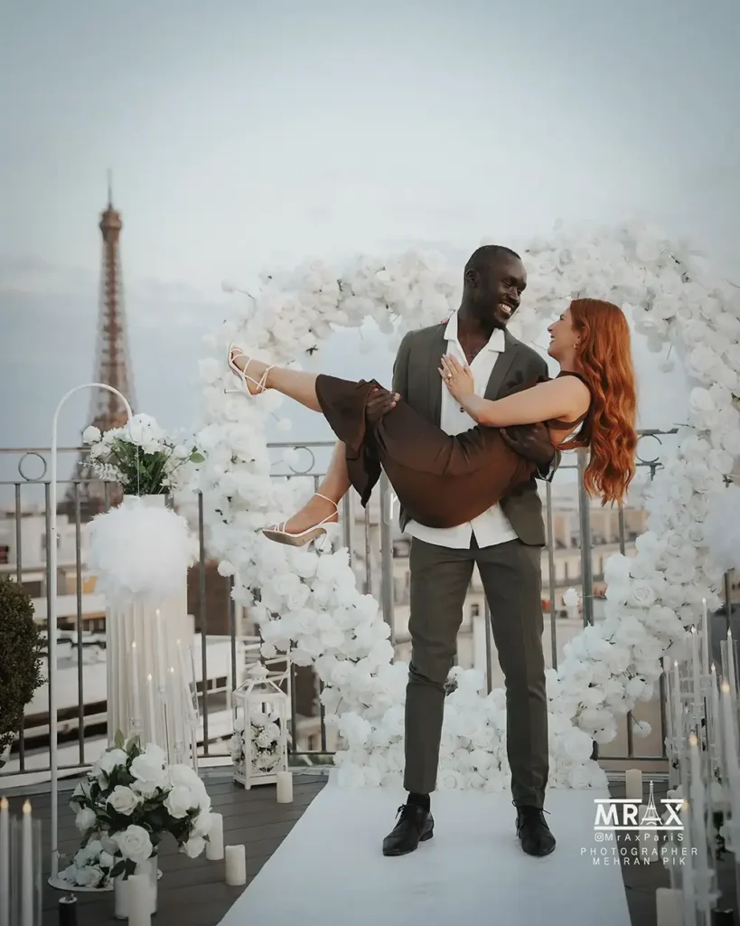Paris rooftop proposal planner decoration Eiffel Tower