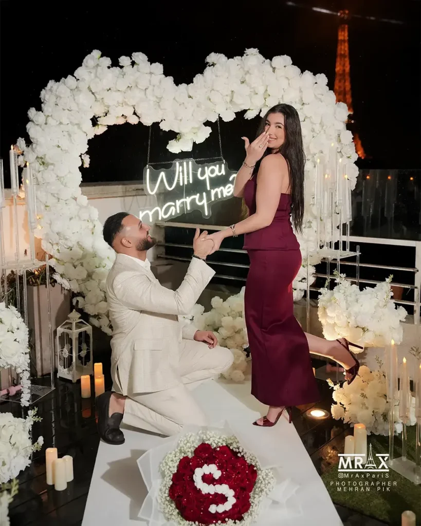 Best Paris proposal idea Eiffel Tower terrace setup